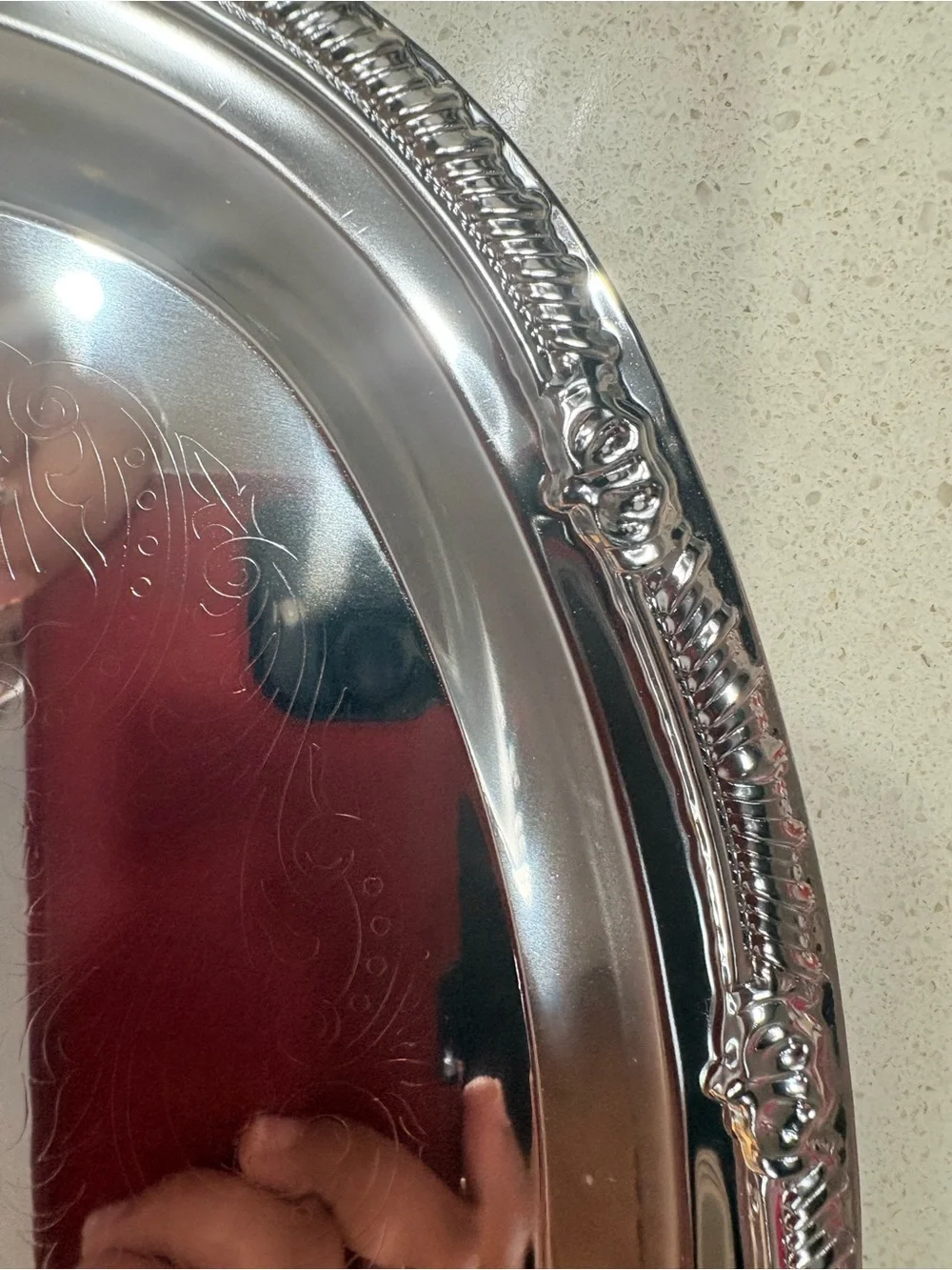 Silver Decorative Oval Serving Tray - Elegant Home Bath Accent